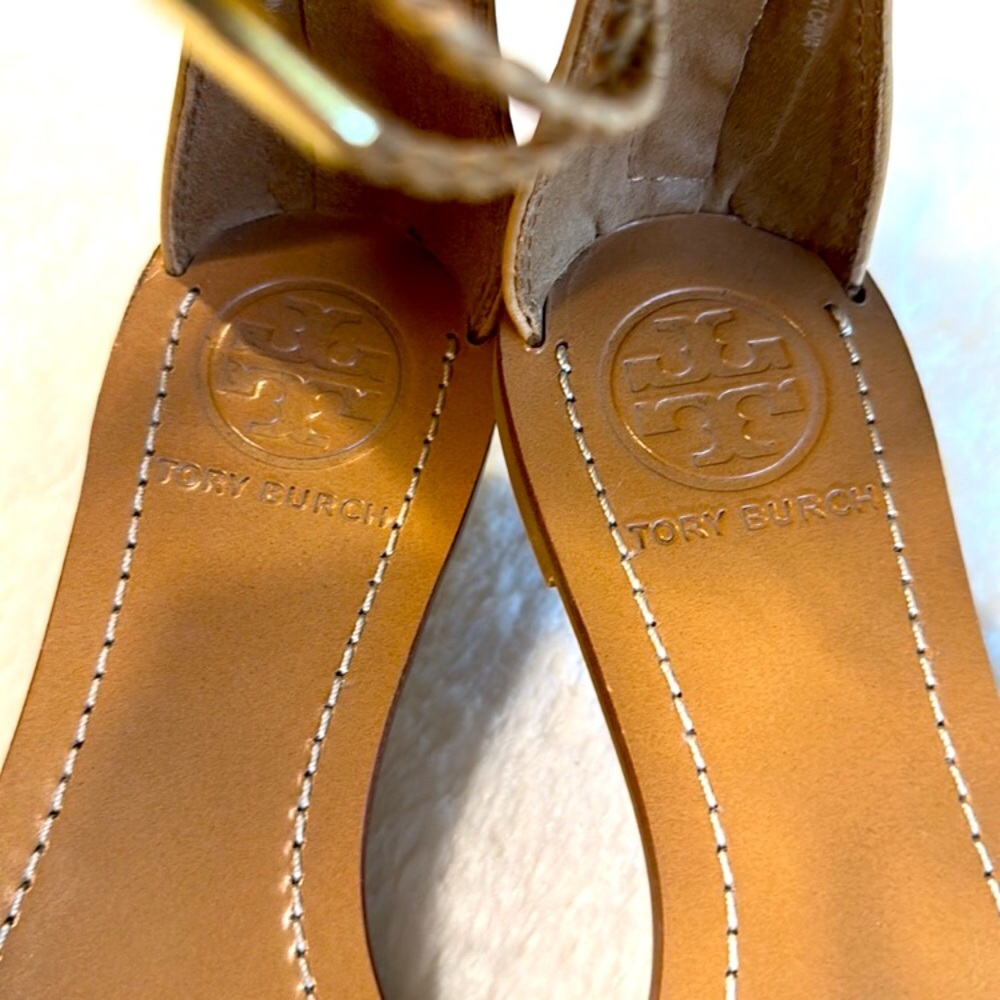 Tory Burch Mignon Tan Gold Sandals - Picture 2 of 6